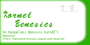 kornel bencsics business card